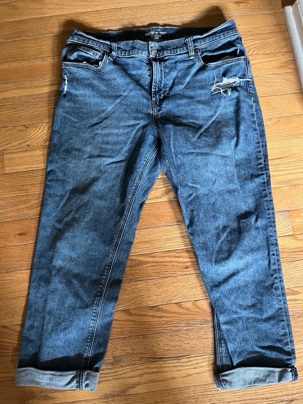 Old Navy Women's Boyfriend Jeans - Medium Blue with Distressed Detail